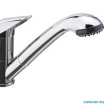 Detaljbilde av det uttrekkbare dusjhodet på Blandebatteri med dusjuttrekk Pelikan Julia